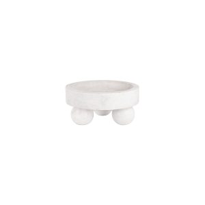Serve White Marble Round Display Bowl with Large Ball Feet 250x118mm