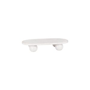 Serve White Marble Oval Platter with Large Round Feet 460x260x85mm