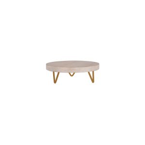 Serve Whitewash Mango Wood Round Display Stand Metal Legs 254x90mm