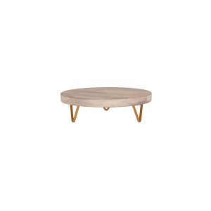 Serve Whitewash Mango Wood Round Display Stand Metal Legs 300x90mm
