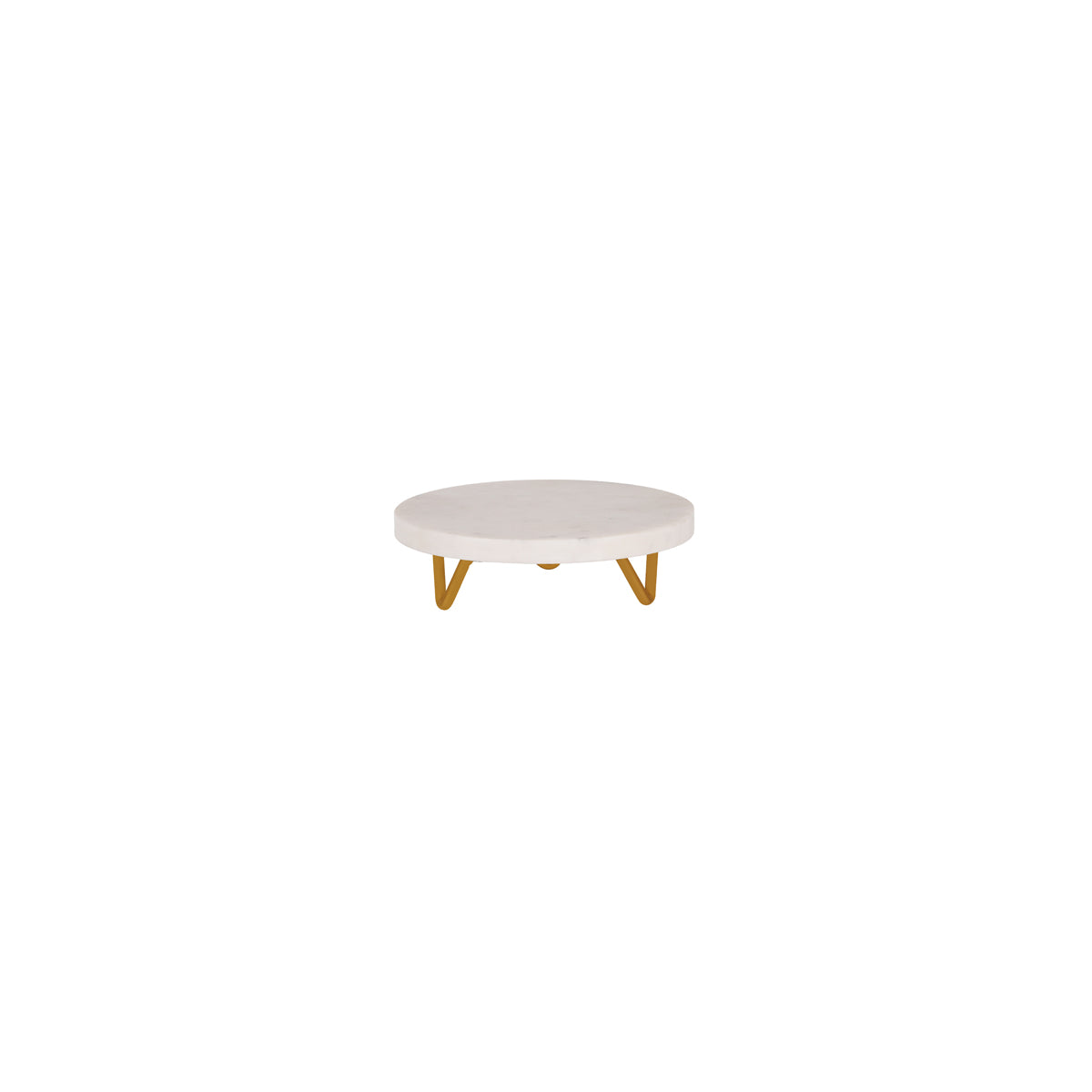 Serve White Marble Round Display Stand Metal Legs 200x55mm