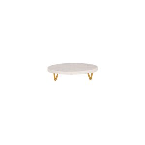 Serve White Marble Round Display Stand Metal Legs 230x55mm