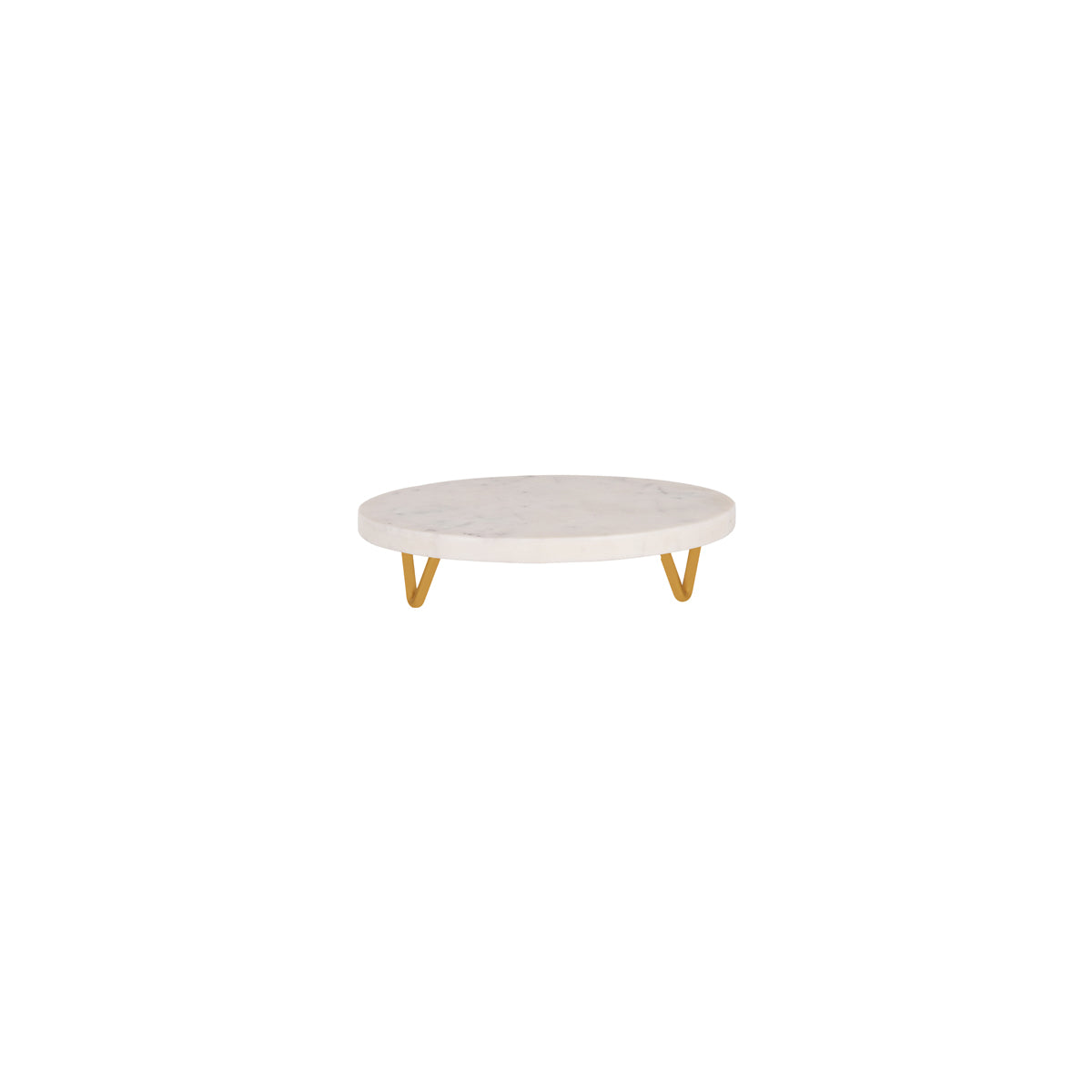 Serve White Marble Round Display Stand Metal Legs 230x55mm