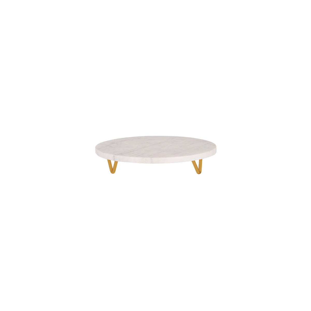 Serve White Marble Round Display Stand Metal Legs 300x55mm