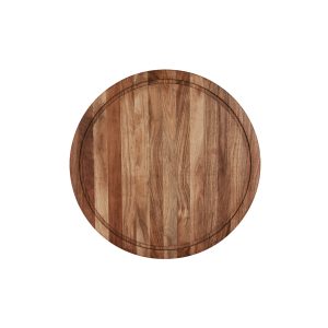 Serve Natural Acacia Round Butchers Block with Inlay & Handles 530x60mm