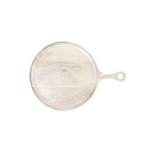 Round Serving Board with Handle White 250x15mm