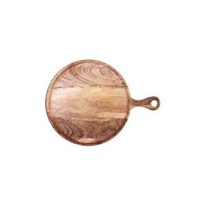 Round Serving Board with Handle Natural 250x15mm