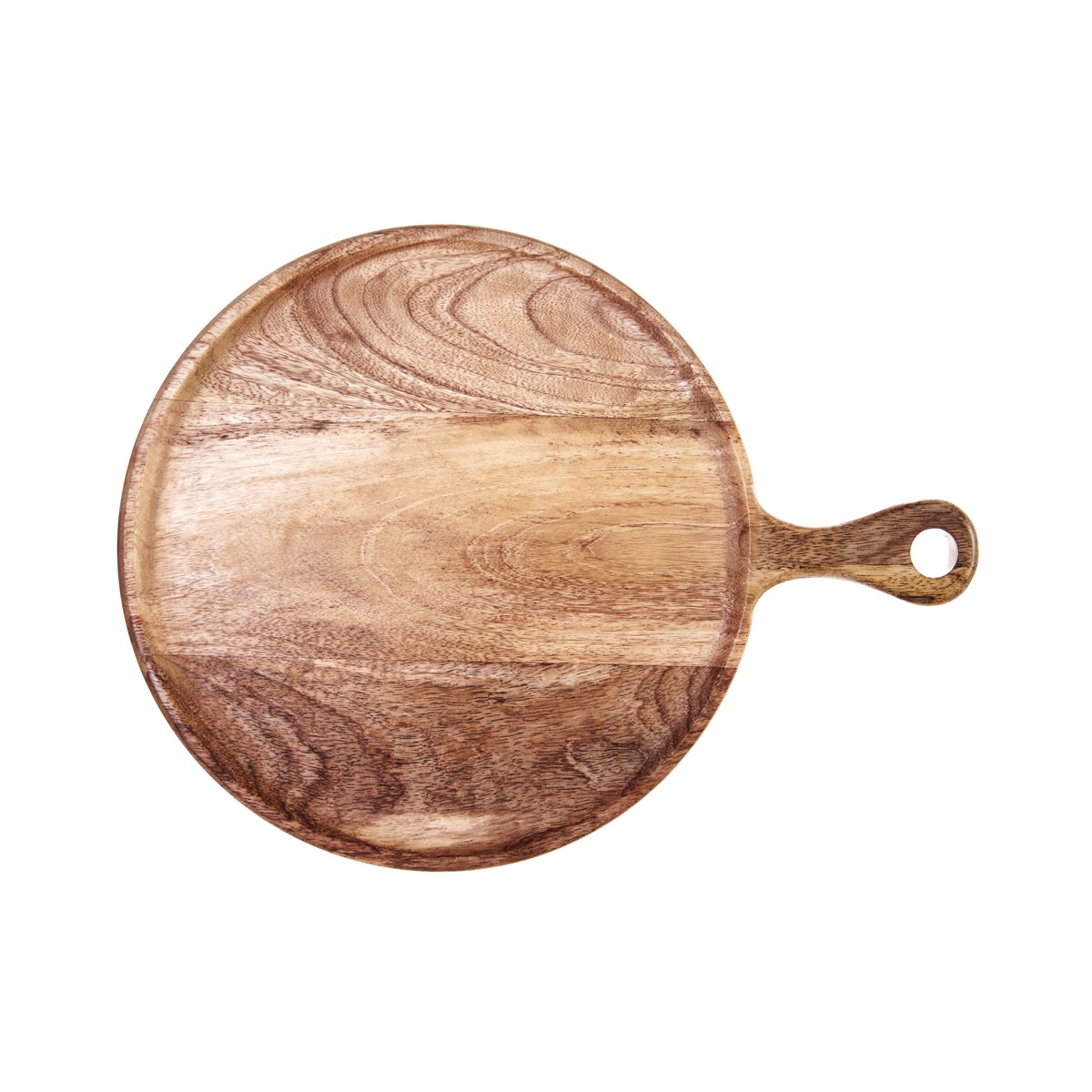 Round Serving Board with Handle Natural 300x15mm