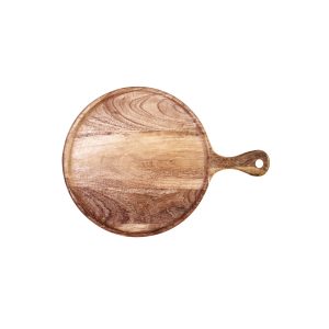 Round Serving Board with Handle Natural 570x20mm
