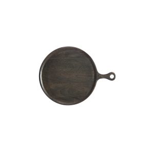 Round Serving Board with Handle Dark 250x15mm