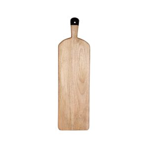 Mango Wood Rectangular Serving Board with Black Handle 700x200x40mm