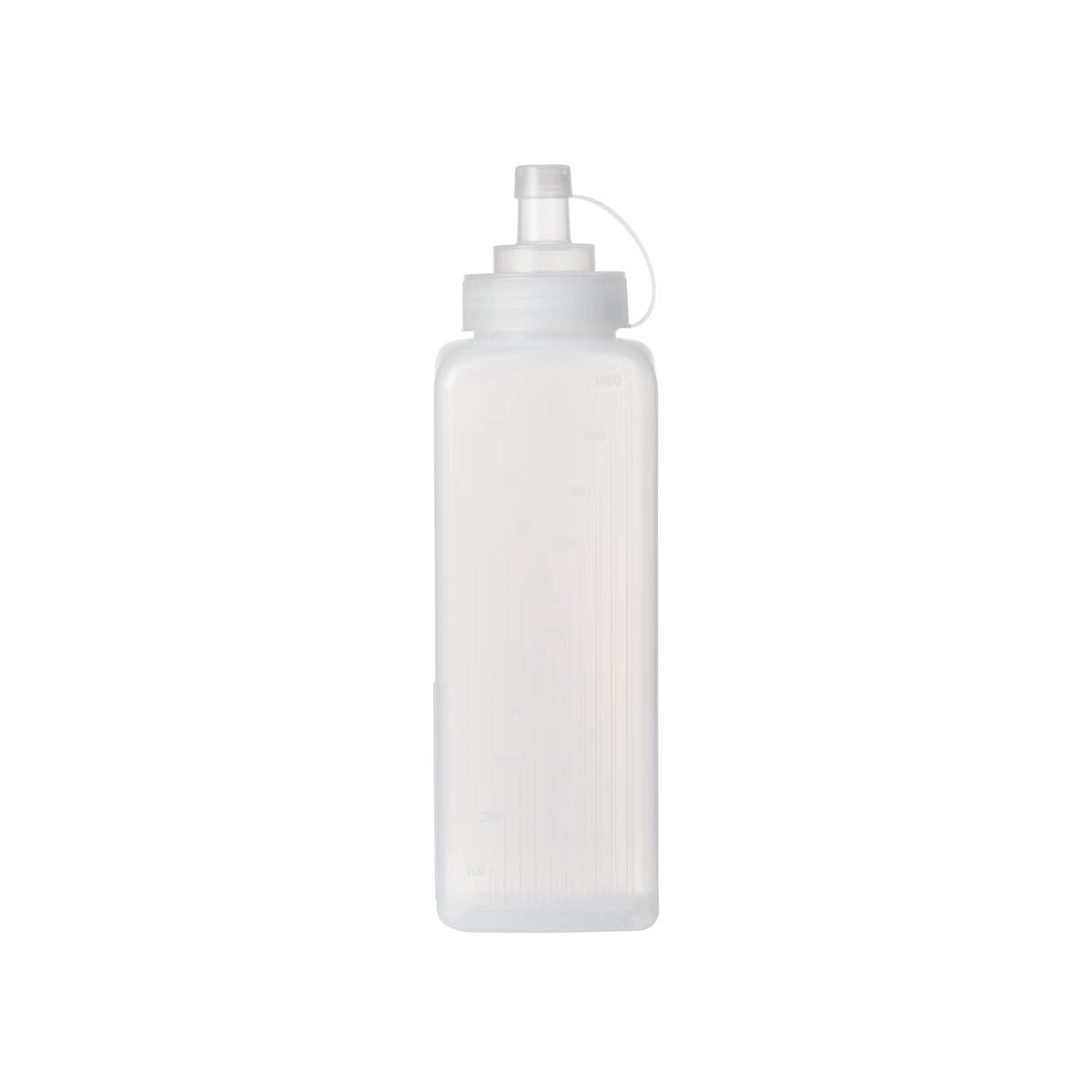 Square Wide Mouth Squeeze Bottle Graduated 1000ml Clear