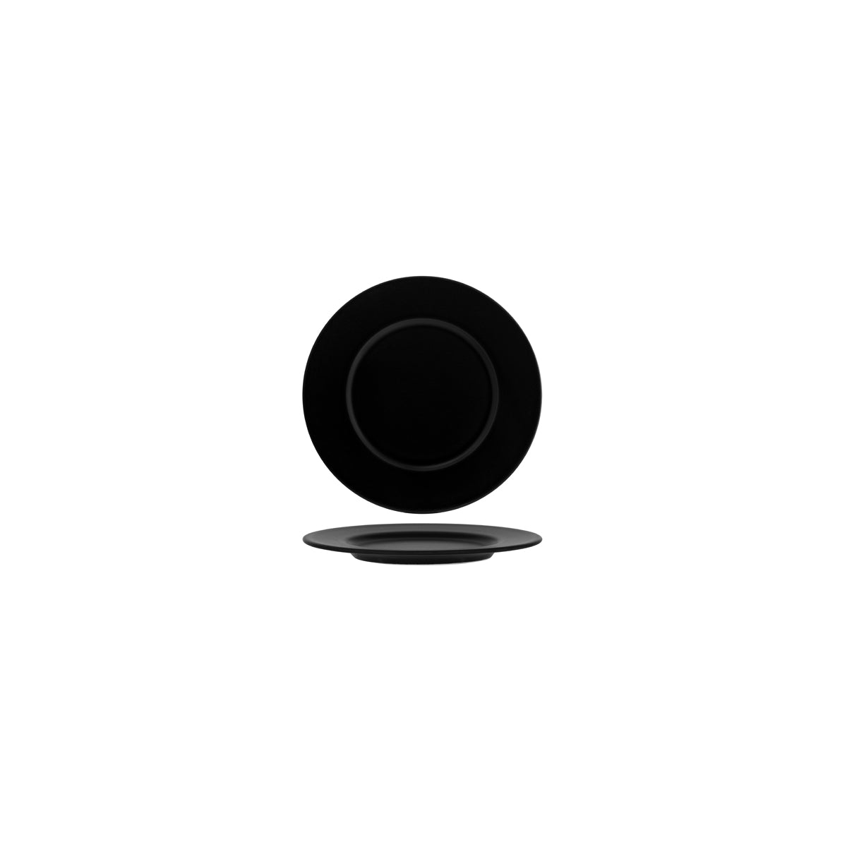 Notte Black Round Plate Wide Rim 160x10mm