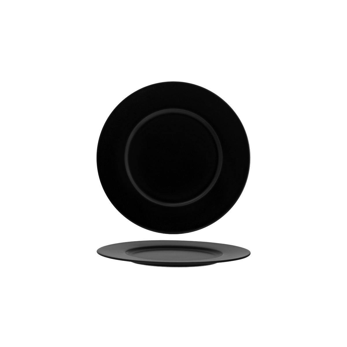 Notte Black Round Plate Wide Rim 240x15mm