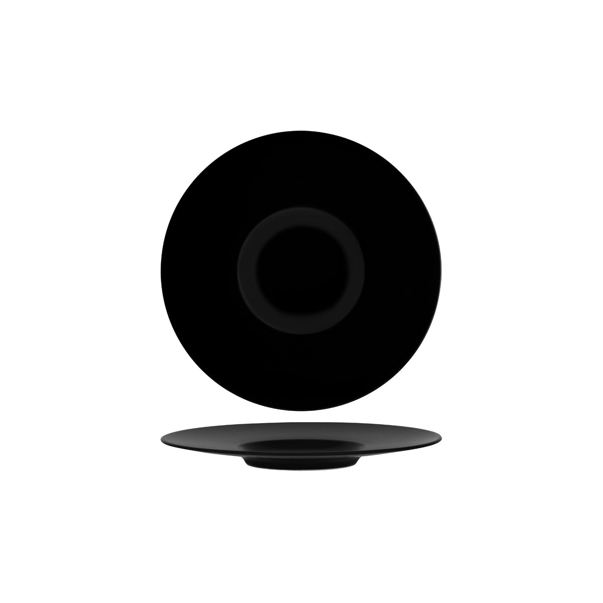 Notte Black Round Plate Wide Rim 300x30mm
