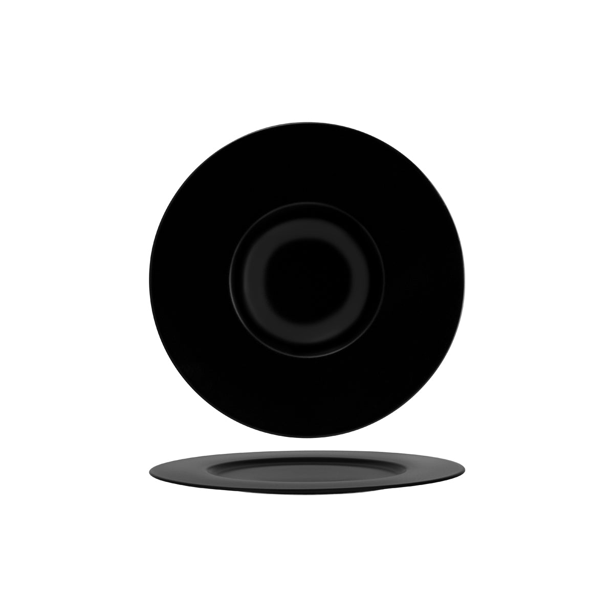 Notte Black Round Plate Wide Rim 320x32mm