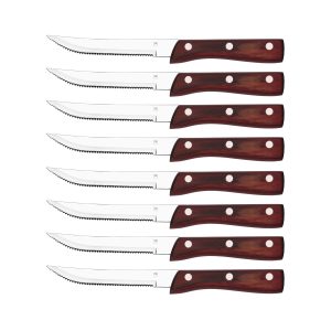 Steak Knive Jumbo Pointed Tip Pakkawood Set 8pc