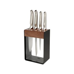 Clean and Store Stainless Steel Knife Block Black Set 5pc