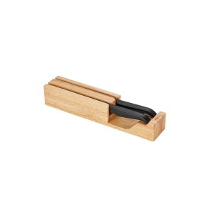 Rubberwood Knife Block Set 3pc Jet Black