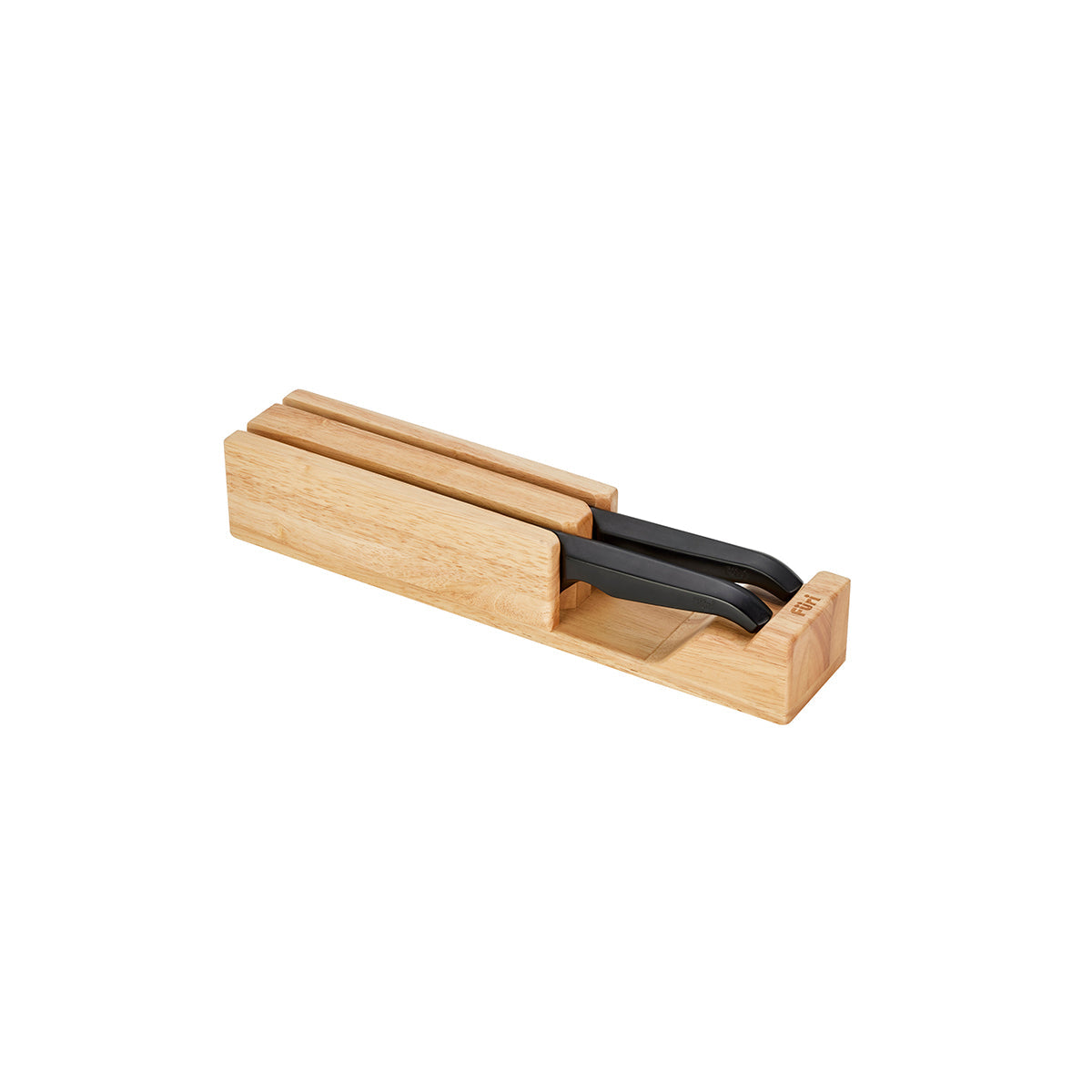 Rubberwood Knife Block Set 3pc Jet Black