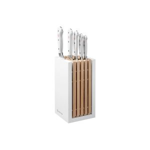 Classic White Knife Block Set with Bread 6pc