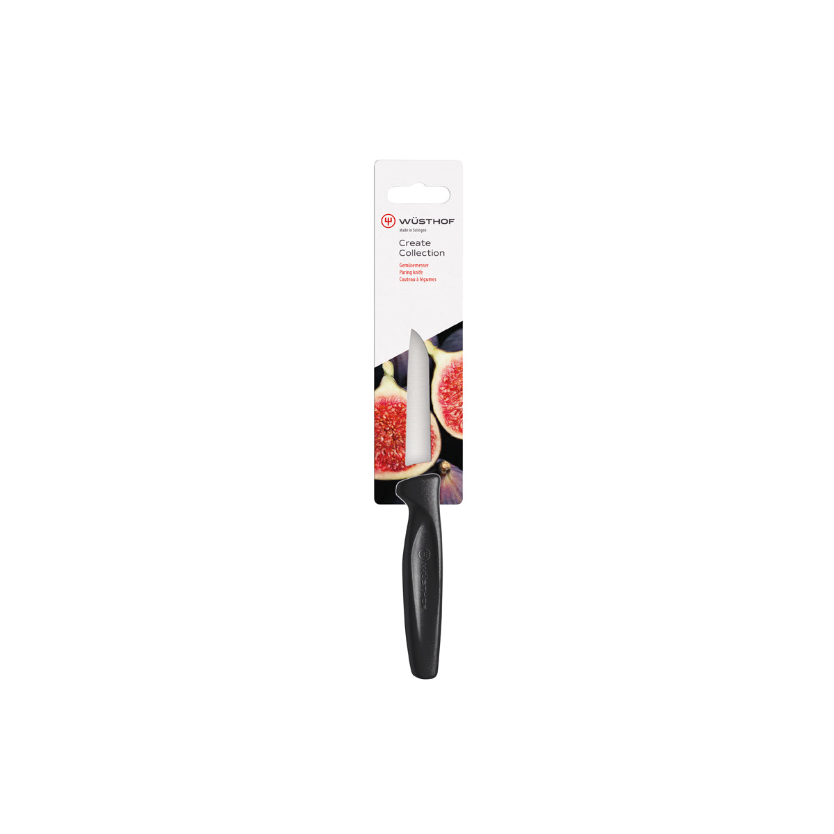 Create Bull Nose Paring Knife Black Handle 80mm