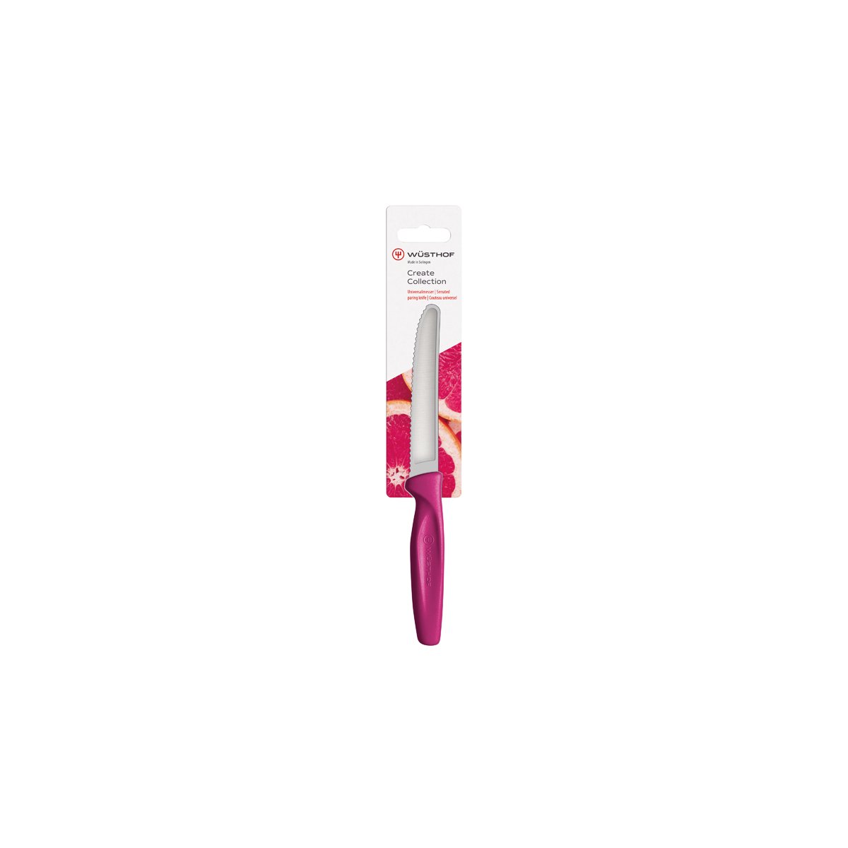 Create Serrated Paring Knife Magenta Handle 100mm
