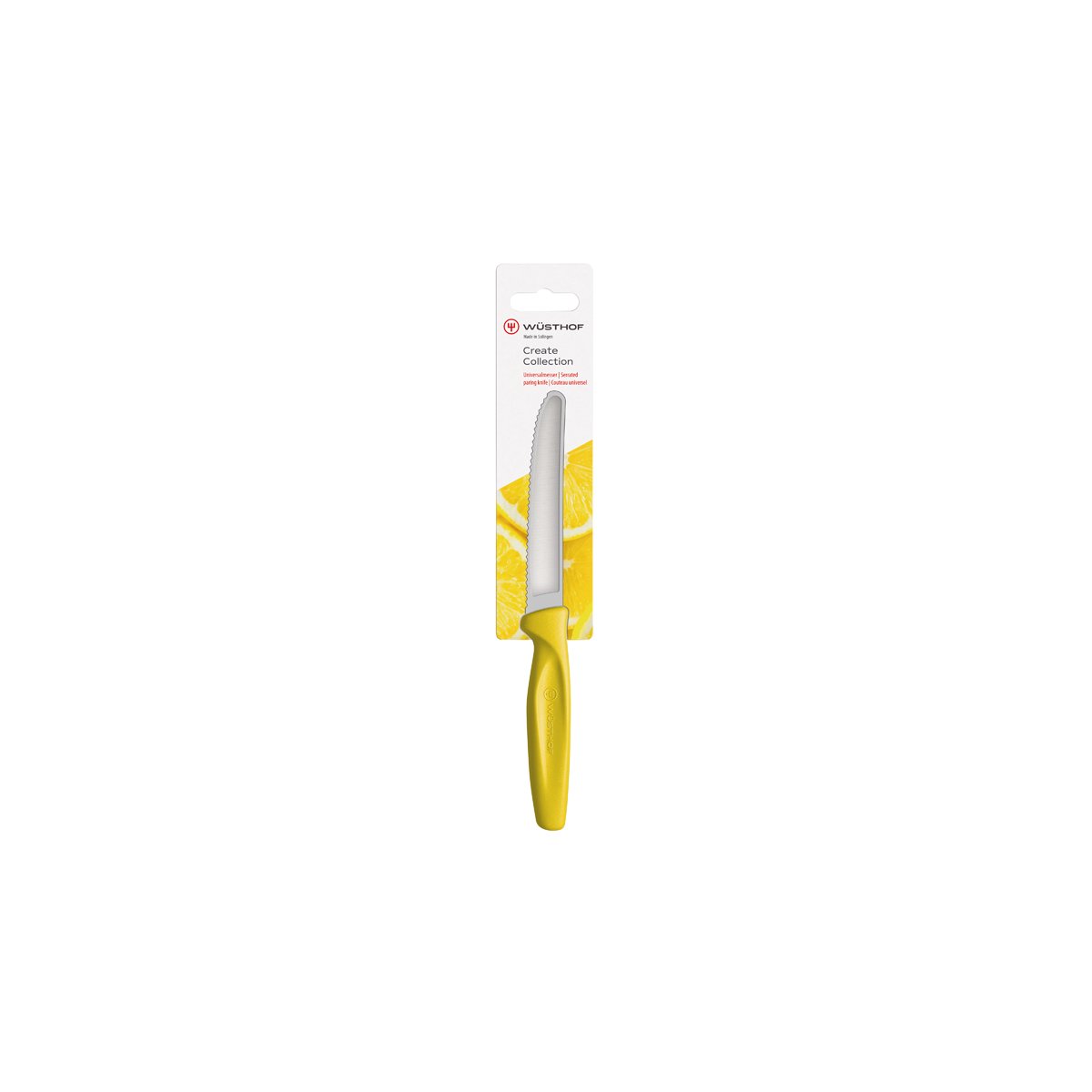 Create Serrated Paring Knife Yellow Handle 100mm