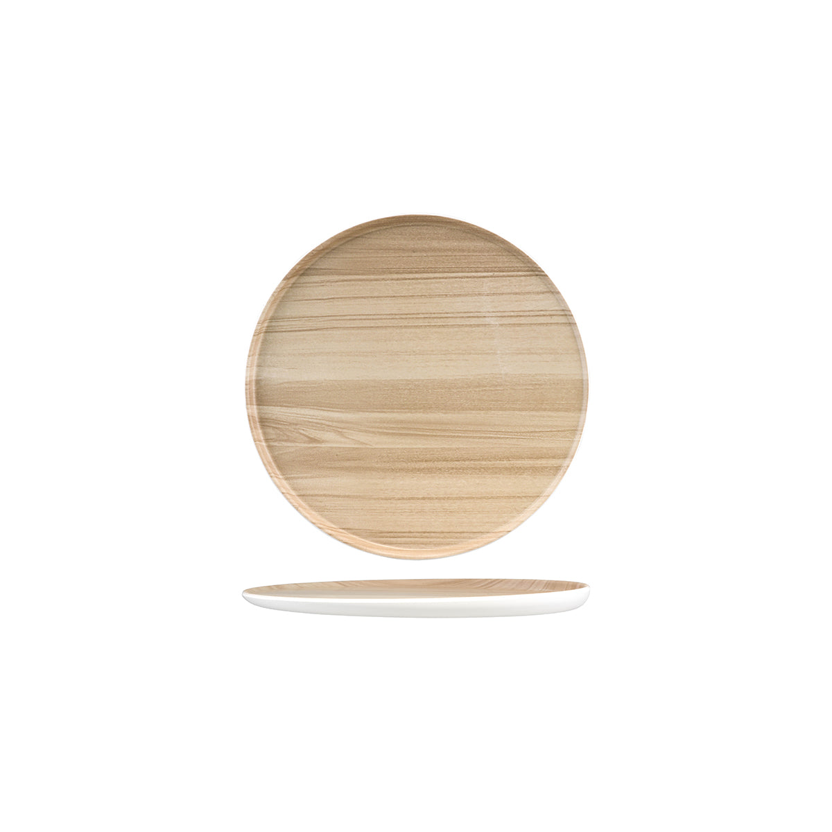 Zicco Melamine Echo White / Birch Round Platter 227x26mm
