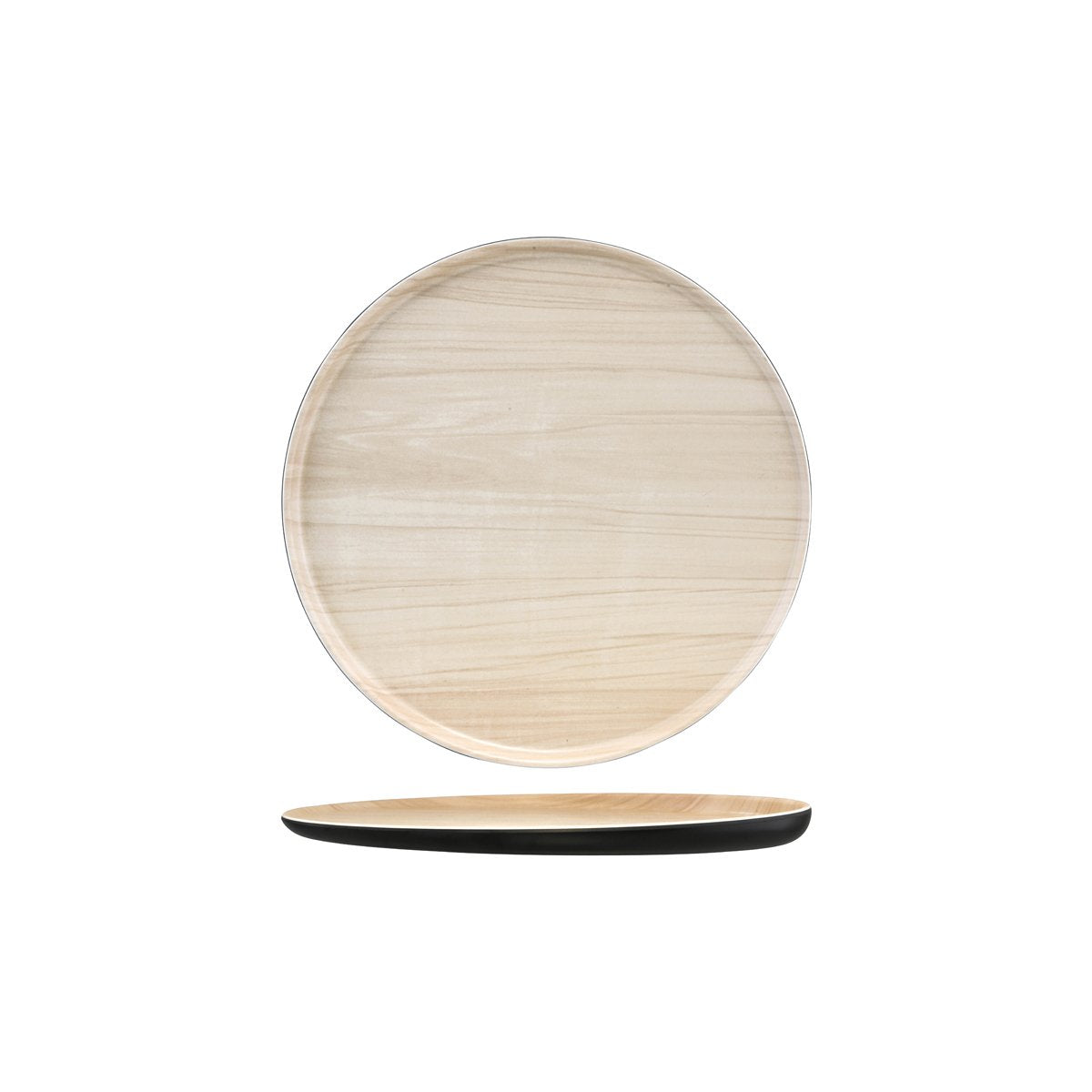 Zicco Melamine Echo Black / Birch Round Platter 300x26mm