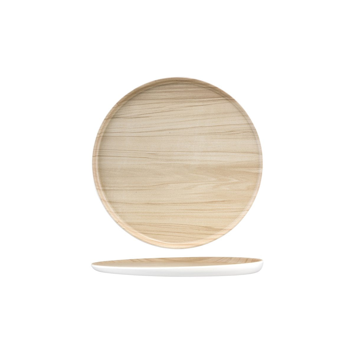 Zicco Melamine Echo White / Birch Round Platter 300x26mm