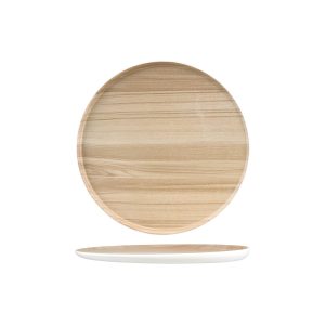 Zicco Melamine Echo White / Birch Round Platter 329x26mm