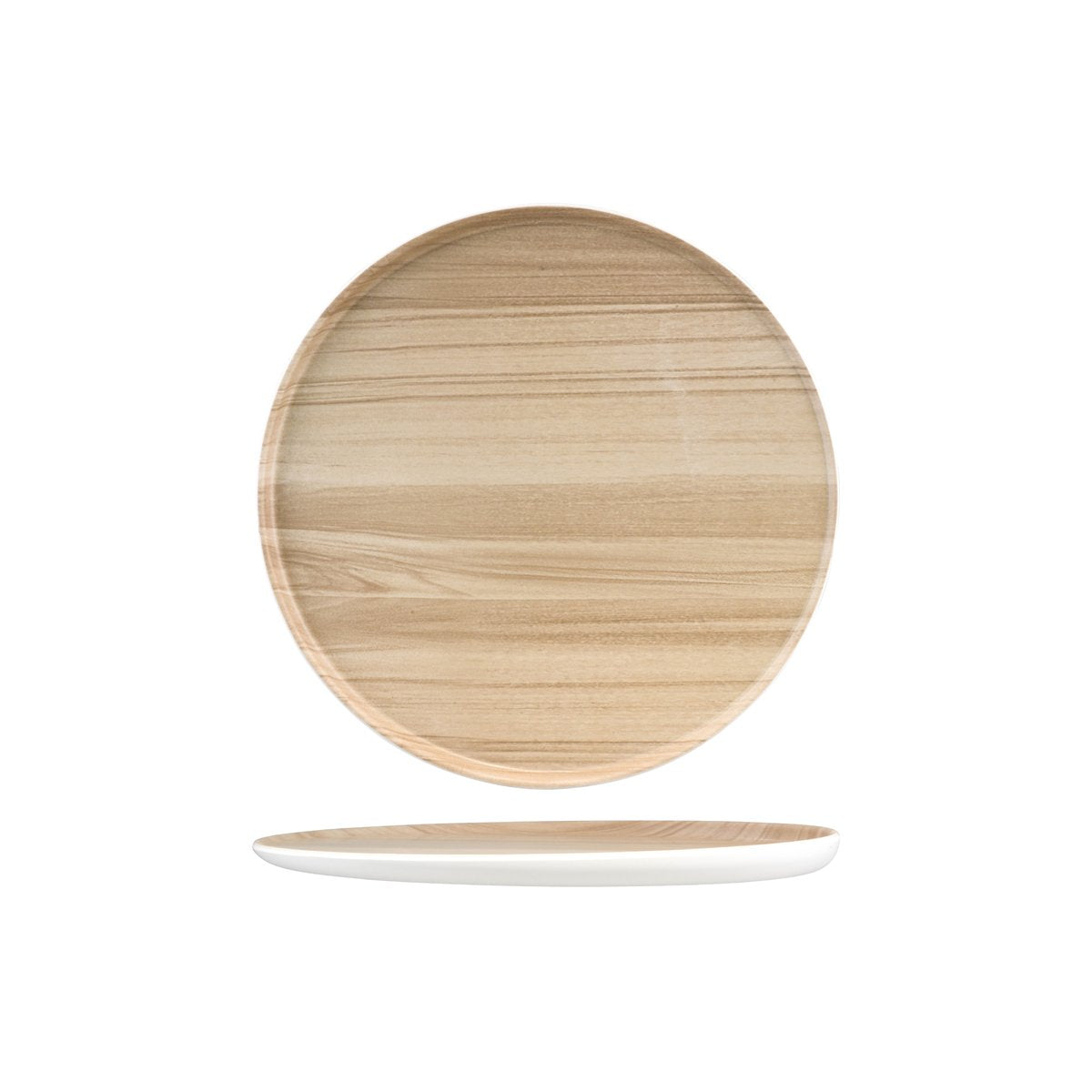 Zicco Melamine Echo White / Birch Round Platter 329x26mm