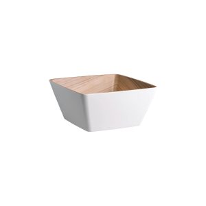 Zicco Melamine Echo White / Birch Square Bowl 250x250x120mm