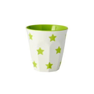 Lime Green Stars on White Tumbler 300ml