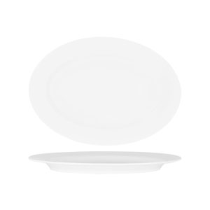 White Oval Rimmed Platter 360x250mm
