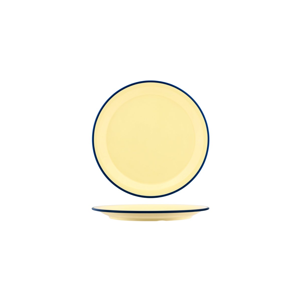 Vintage Yellow / Blue Rim Round Plate 190mm