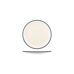 Vintage Cream / Blue Rim Round Plate 190mm