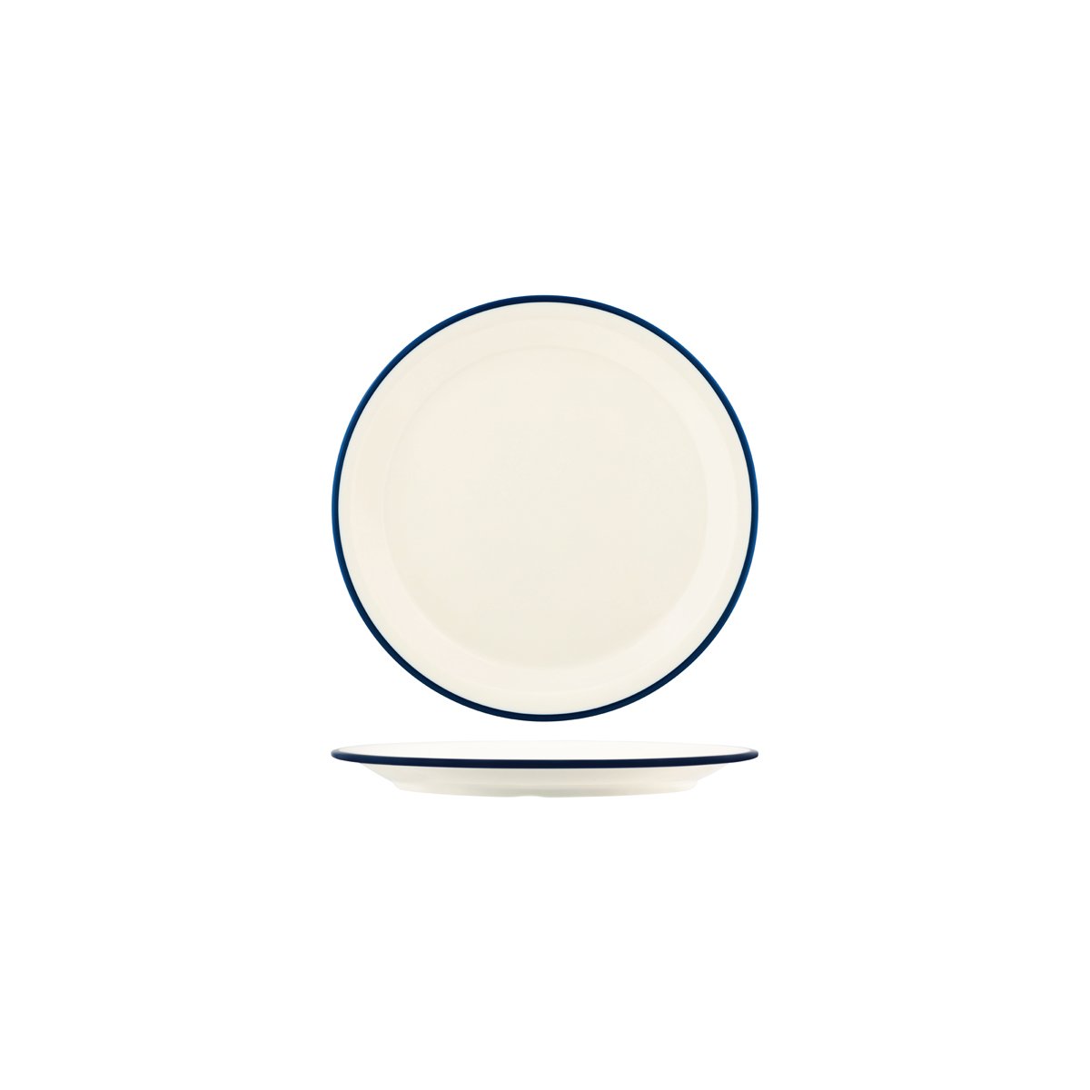 Vintage Cream / Blue Rim Round Plate 190mm