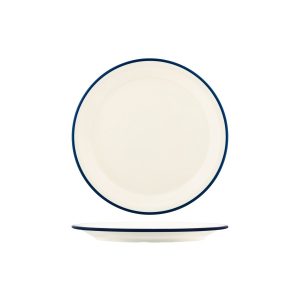 Vintage Cream / Blue Rim Round Plate 265mm