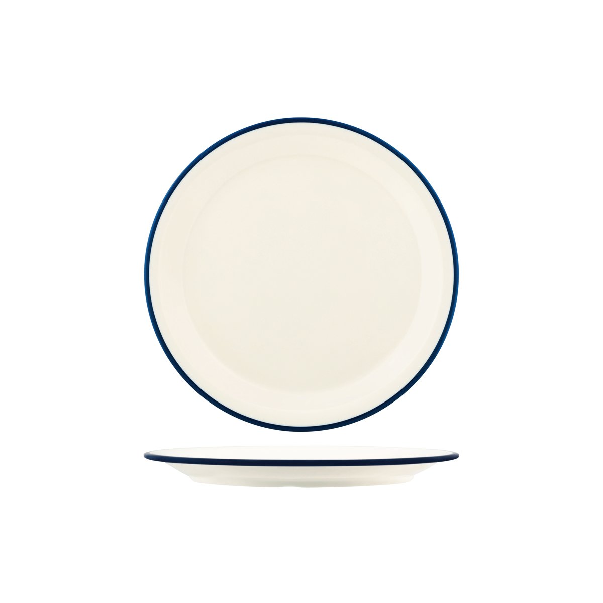 Vintage Cream / Blue Rim Round Plate 265mm