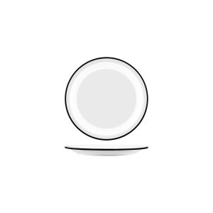 Vintage White / Black Rim Round Plate 190mm