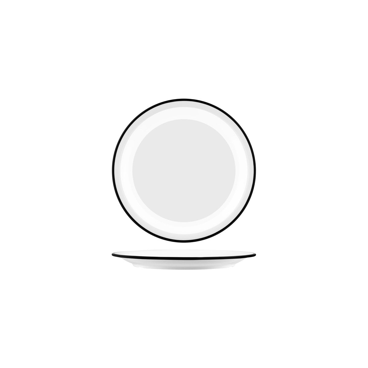 Vintage White / Black Rim Round Plate 190mm