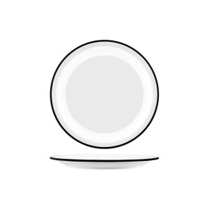 Vintage White / Black Rim Round Plate 265mm