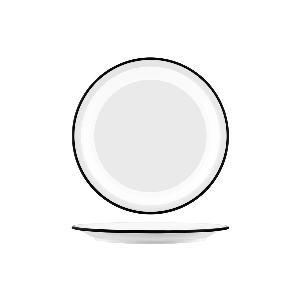 Vintage White / Black Rim Round Plate 265mm