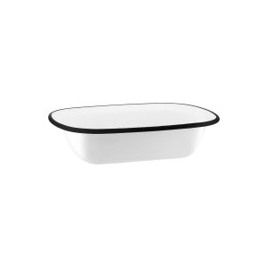 Vintage White / Black Rim Rectangular Server 200x145x45mm