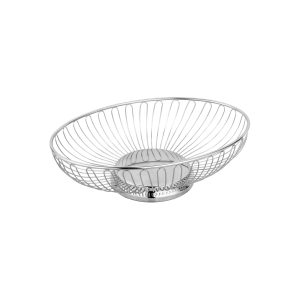 Oval Wire Basket Solid Base Stainless Steel 275x225x88mm