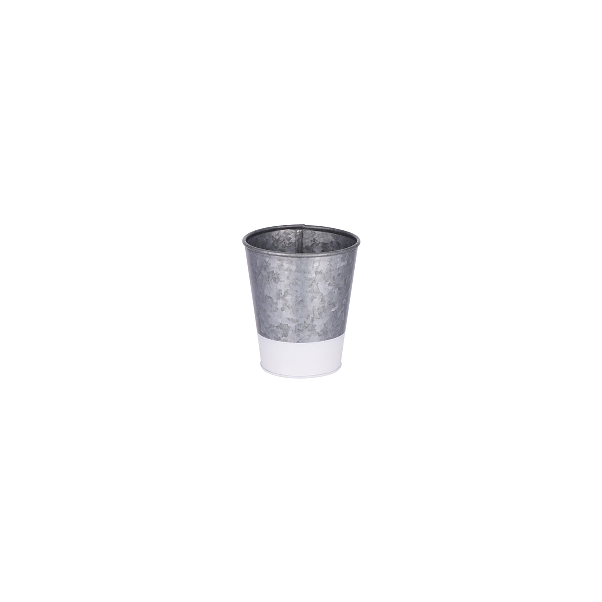 Coney Island Galvanised Pot with White Base 95x105mm
