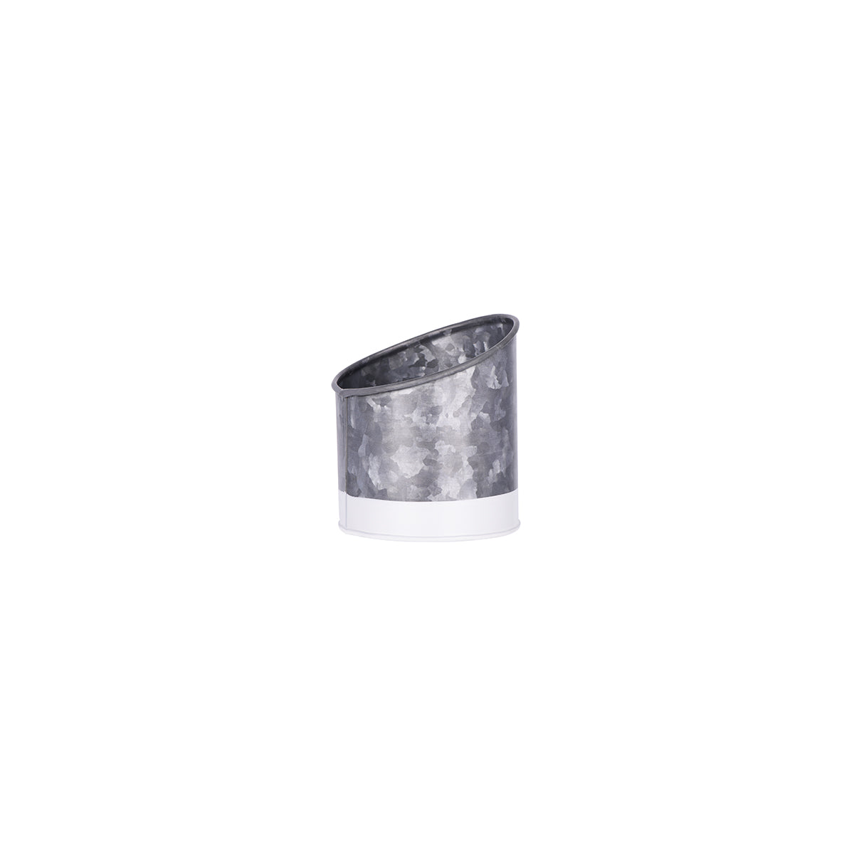 Coney Island Slant Galvanised Pot with White Base 105x115mm