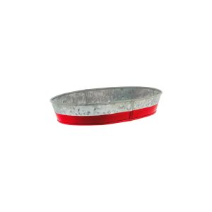 Coney Island Oval Galvanised Tray with Red Base 240x150x45mm